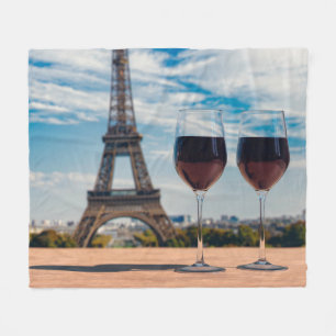Manta Polar Dos copas de vino con Torre Eiffel