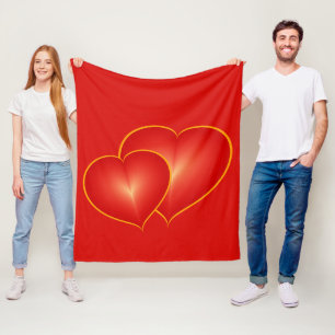 Manta Polar Dos corazones rojos, gráfico de arte digital moder