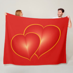 Manta Polar Dos corazones rojos, gráfico de arte digital moder