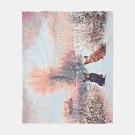 Manta Polar Dos corgis en la nieve