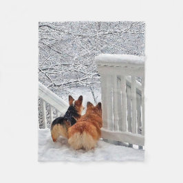 Manta Polar Dos Corgis en la nieve