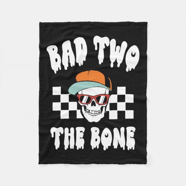 Manta Polar Dos el divertido y hueso esqueleto de Halloween de (Anverso)