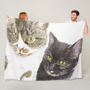Manta Polar Dos gatos - tabby y tortie