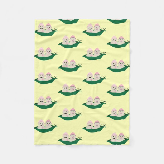 Manta Polar Dos guisantes en una vaina hermanan a niñas (Anverso)