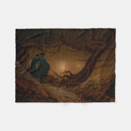 Manta Polar Dos hombres miran la luna de noche