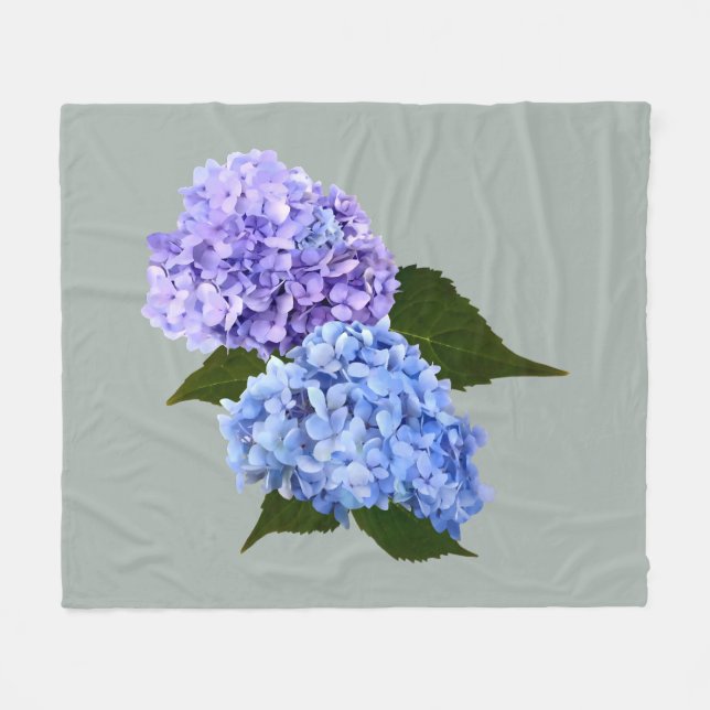 Manta Polar Dos lavanda de Hydrangea y azul (Frente (Horizontal))