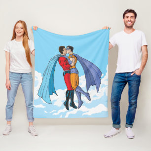 Manta Polar Dos superhéroes de SlipperyJoe besando al carro vo