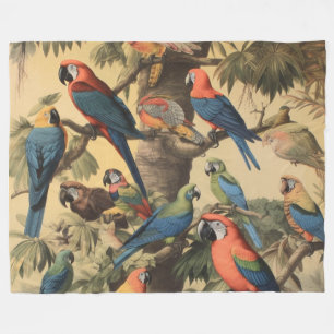 Manta Polar Dosel de Loro Vintage Botánico Lujo