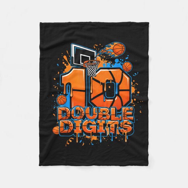 Manta Polar Double Digits Birthday 10 Year Old Boy Basketball  (Anverso)