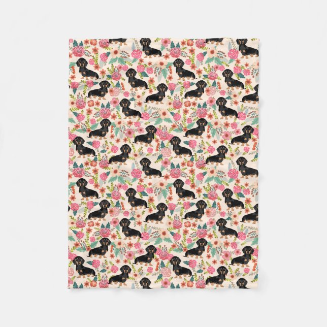 Manta Polar Doxie cubre - el negro y broncea dachshunds - la (Anverso)