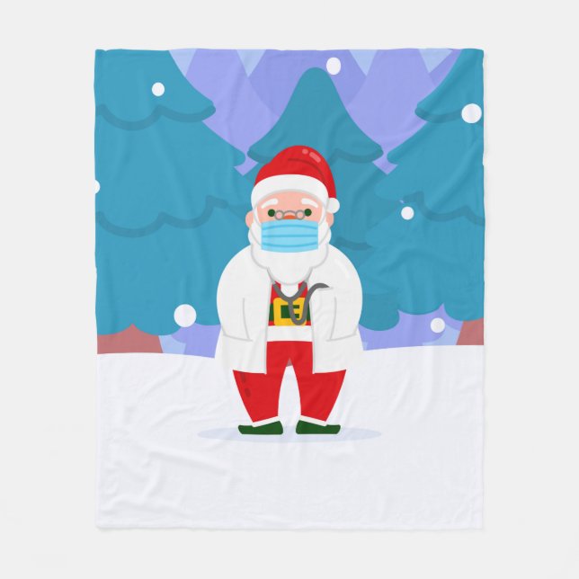 Manta Polar dr santa claus covid navidades médica de máscara f (Anverso)