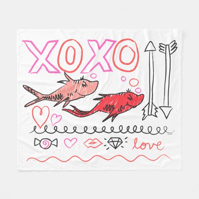 Manta Polar Dr. Seuss Valentine | Diseño XOXO (Frente (Horizontal))