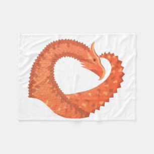 Manta Polar dragón cardíaco naranja sobre blanco