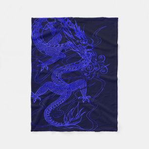 Manta Polar Dragón chino azul