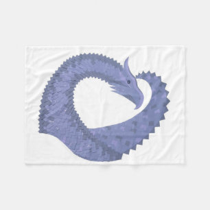 Manta Polar Dragón de corazón azul-gris sobre blanco
