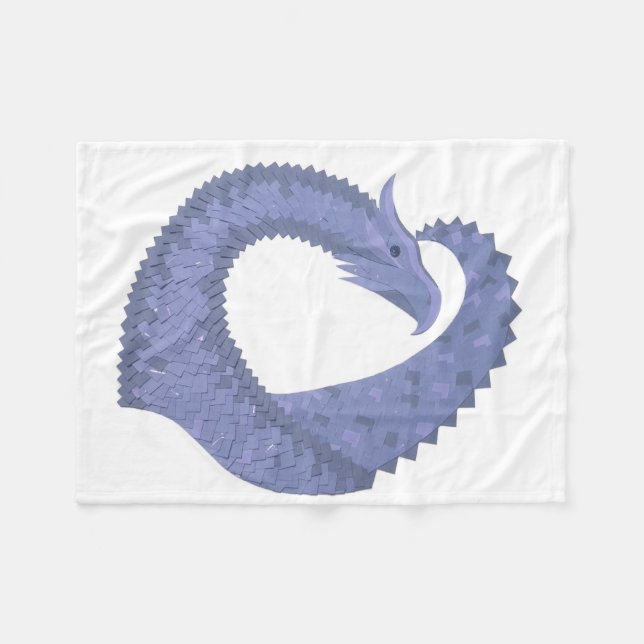 Manta Polar Dragón de corazón azul-gris sobre blanco (Frente (Horizontal))