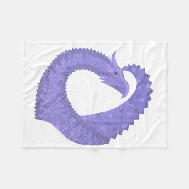 Manta Polar dragón de corazón pervinca sobre blanco (Frente (Horizontal))
