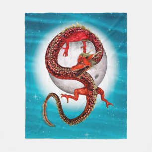 Manta Polar Dragón de Luna Roja Arte de Fantasía Celestial