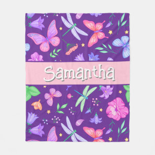 Manta Polar Dragón de mariposa púrpura personalizado elegante