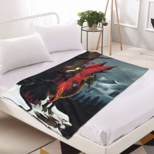 Manta Polar Dragón Hada Rojo de Primavera Fantasía de la Madre