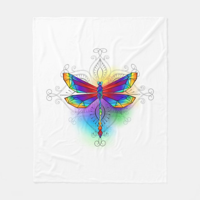 Manta Polar Dragón poligonal arcoiris (Anverso)