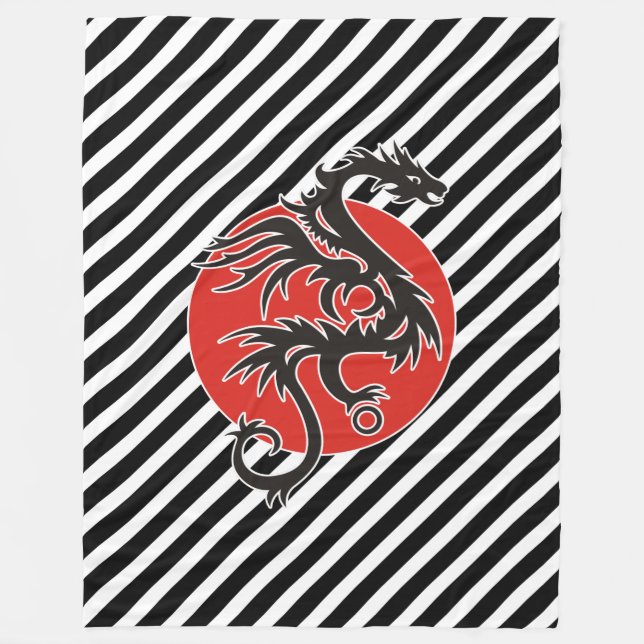 Manta Polar Dragon Sun - blanco rojo negro + tus ideas (Anverso)