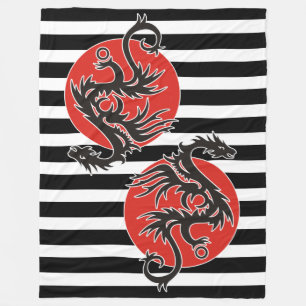Manta Polar Dragon Sun - blanco rojo negro + tus ideas