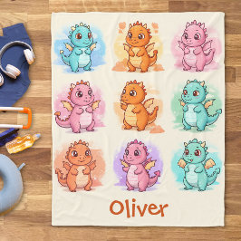 Manta Polar Dragones Bebés Juguetones Personalizados
