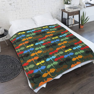 Manta Polar Dragones Fantasía de Vuelo Verde