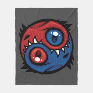 Manta Polar Dragones rojos y azules Yin Yang