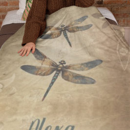 Manta Polar Dragonfly de cosecha de vintage con nombre/monogra