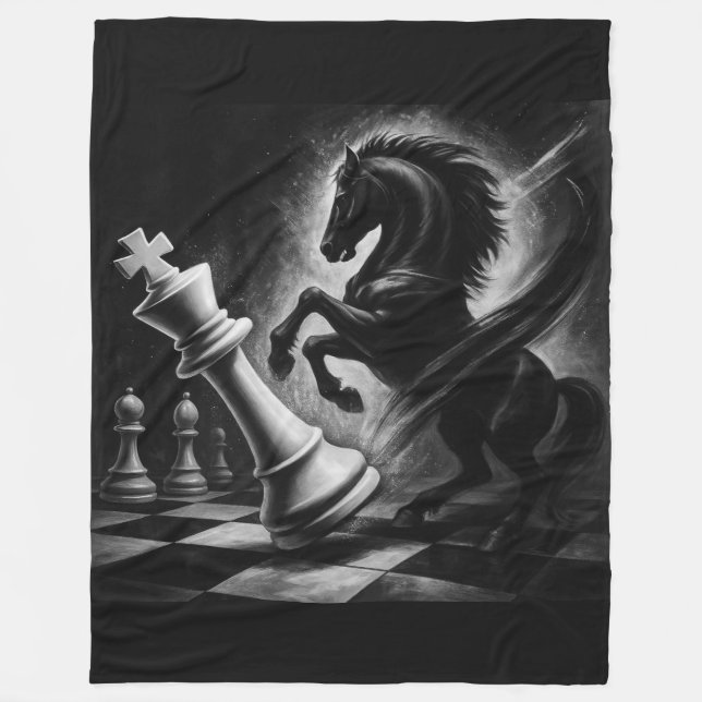 Manta Polar Dramático caballo negro vs. rey - Audaz arte de aj (Anverso)