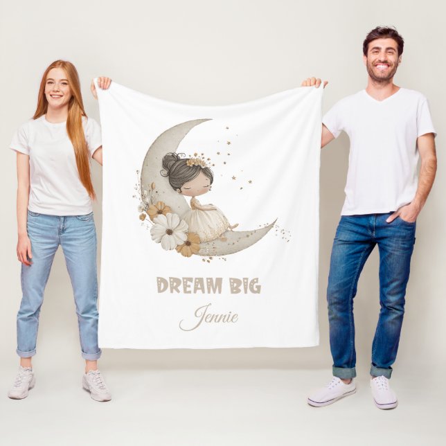 Manta Polar Dream Big Fairy Moon Child - Nombre personalizado (In situ)