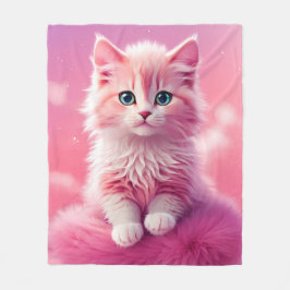 Manta Polar Dreamy Cute Fluffy Gato Kitty Rosa