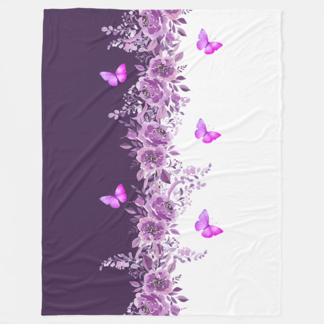 Manta Polar Dreamy Purple Petal Butterfly Snuggle Blanket (Anverso)