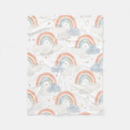 Manta Polar Dreamy Watercolor Pastel Nursery Blanket | Rainbow