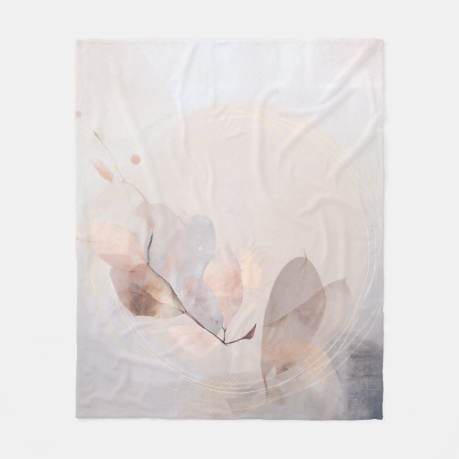 Manta Polar Dried Eucalyptus Leaves Gold Circle Minimal Art (Anverso)