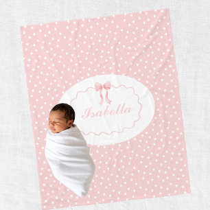 Manta Polar Ducha de Bebé Lunares de Lazo Rosa Bebé Niña Coque