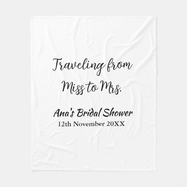 Manta Polar Ducha de novia de viaje agregar nombre fecha de se (Anverso)