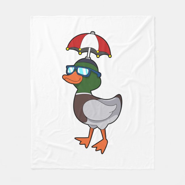 Manta Polar Duck en la lluvia con paraguas. PNG (Anverso)