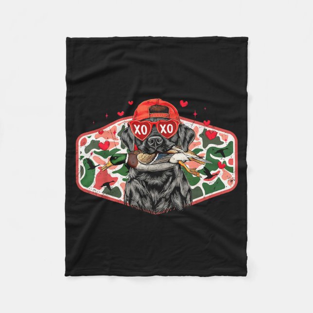 Manta Polar Duck Hunting Black Lab Camo Valentine's Day Xoxo H (Anverso)