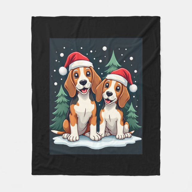 Manta Polar Dueño de perro de Beagle Navidades Navidad Navidad (Anverso)