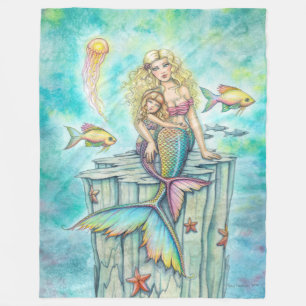 Manta Polar Dulce arte de fantasía de sirena de madre e hija