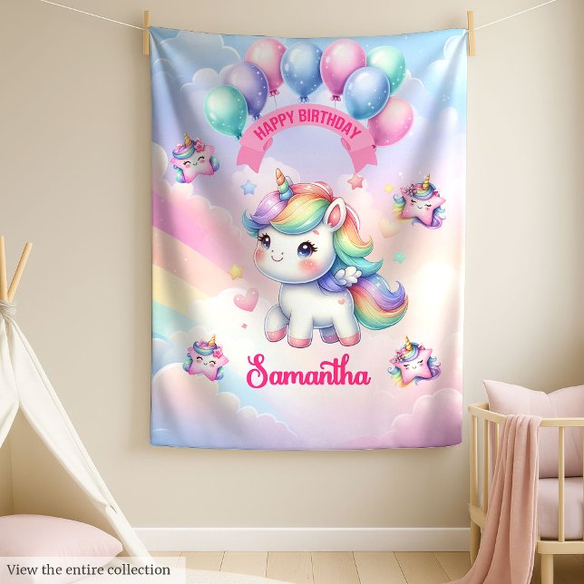 Manta Polar Dulce cumpleaños Chica personalizada de Unicorn Bl (Sweet Unicorn Blanket Personalized Girl Birthday)