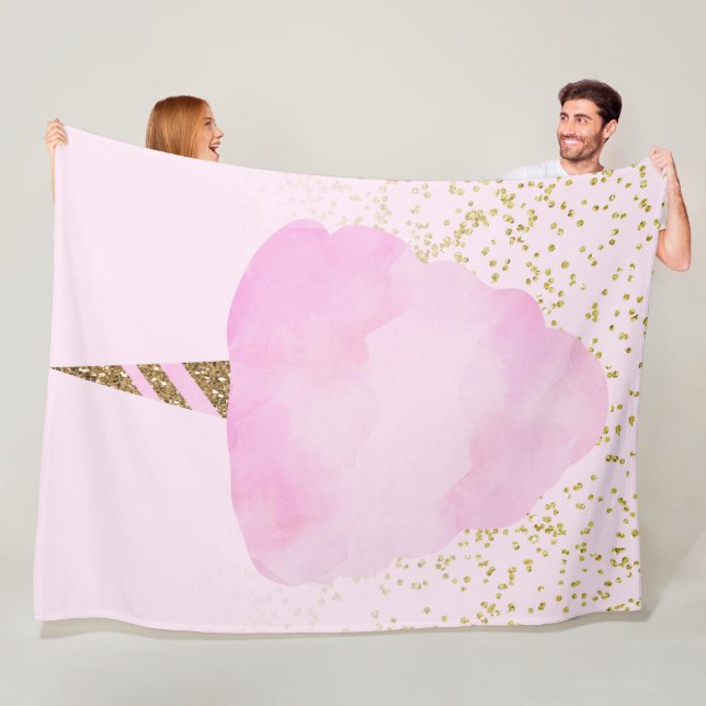 Manta Polar Dulce de algodón rosa y Purpurina de oro (In situ)