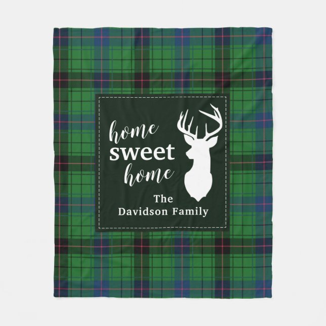 Manta Polar Dulce Hogar Tartan Clan Davidson Plaid personaliza (Anverso)