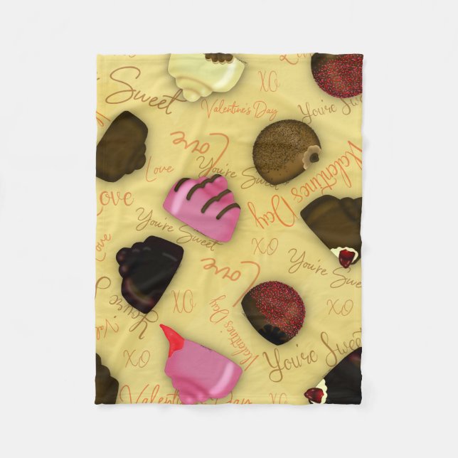 Manta Polar Dulce San Valentín - Patrón El día de San Valentín (Anverso)