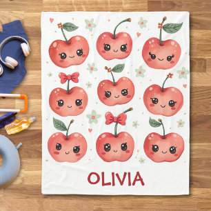 Manta Polar Dulces Sonrisas de Cereza Kawaii
