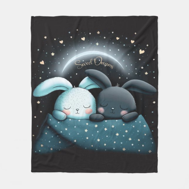 Manta Polar Dulces Sueños Diseño Lindo Conejo (Anverso)