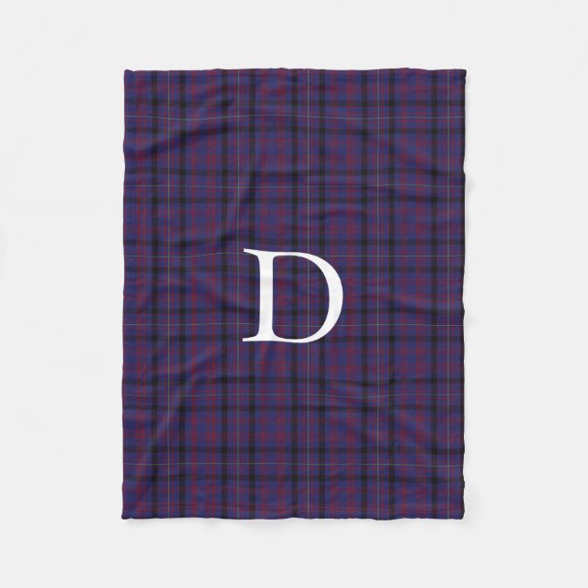 Manta Polar Dundonald Tartan Plaid Monogram Fleece Blanket (Anverso)